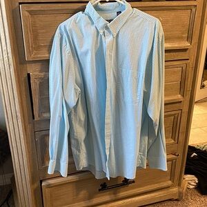 Izod Light Blue Gingham Button Down Shirt